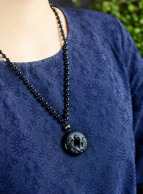 极速五行缺水补水 北方水s神玄武 黑曜石属水吊坠项链水泽节卦黑