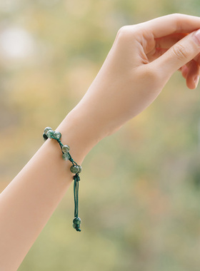 新品网红新品编织红绳森系天然红玛瑙手链女简约学W生小众设计百