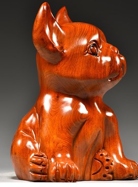 速发花件木质狗木梨实木十二生肖木头雕刻小装饰摆制工艺品