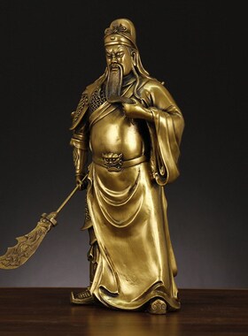 速发纯铜关公摆财大号客厅镇宅办公室招摆武财神关二爷件设开业礼