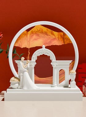 速发高级小众流客画摆闺结婚沙厅装饰品送件密新人新娘情侣