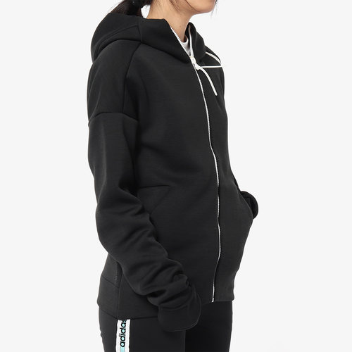 Adidas/阿迪达斯正品女子拇指洞连帽针织运动休闲夹克外套 DM5024 - 图1