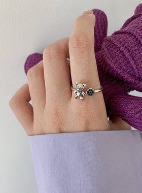 新款韩版东大门925食指纯银戒指女轻奢小众ins冷淡风个性时尚指环