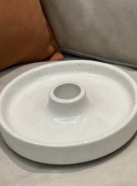 新品秘鲁圣木烧盘陶瓷底座白鼠尾草香盘净化空间燃U烧器皿日式蜡