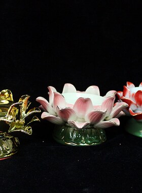 极速L富安佛具佛堂用品 莲花灯座金色无K字食用油酥植物油油灯供