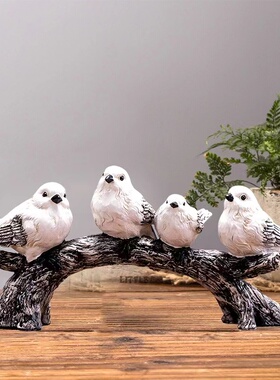 新品小鸟摆件简约现代美式创意家居装饰品酒柜玄关电视.柜树枝小