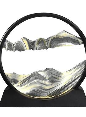 3D流沙画摆件高档客厅办公室装饰山水画创意沙漏解压男女情人礼物