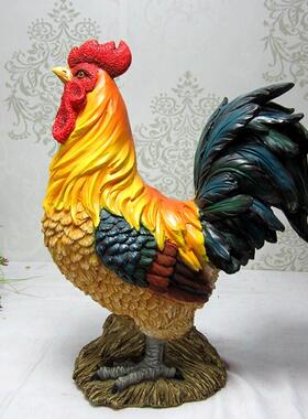 树脂工艺品彷真动物12生肖大公鸡母鸡摆件客厅酒柜吉祥物家居饰品