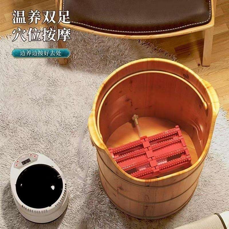 香柏木熏蒸泡脚桶木桶洗脚盆高深蒸脚桶蒸汽足浴盆过膝盖 - 图2