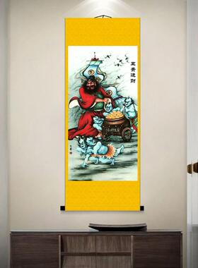 速发钟馗五贵运财卷轴立轴画像房间产品古风客厅挂墙玄关新款复古