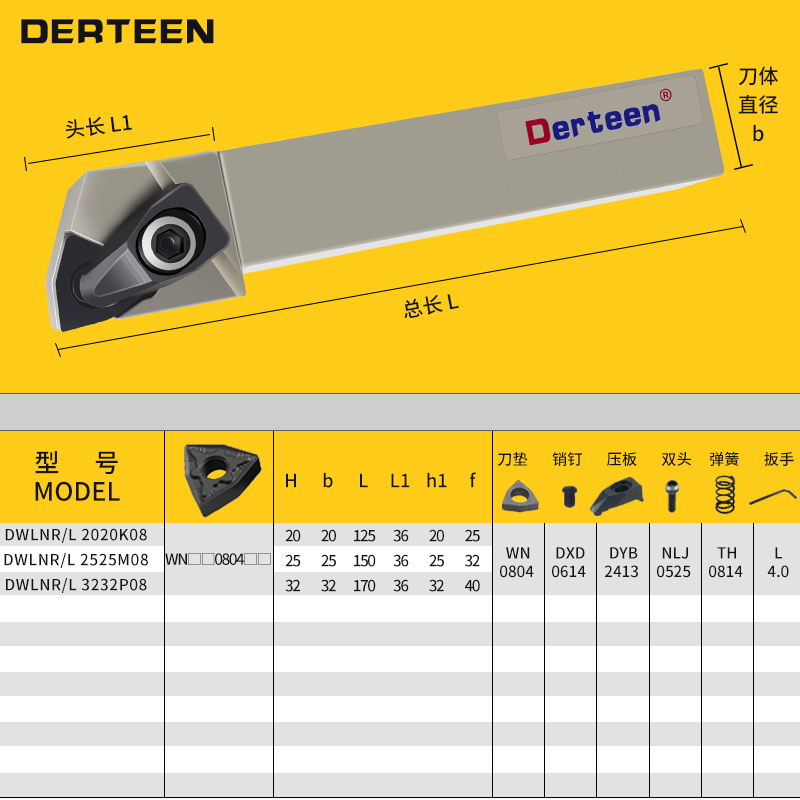 热销过千 数控刀杆抗震外圆车刀杆D型大压板车刀刀杆DWLNR2020K08 - 图2