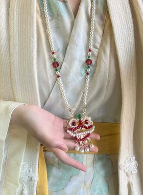 极速凤来仪h国风红色蝴蝶璎珞项链新中式汉服马面裙背云流苏