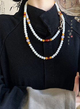 极速国风绿色珠子串珠项链t女2024新款新中式复古国风手机链斜挎