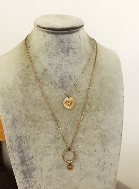 极速双层项链 cab@ 复古金色双层坠 看好尺R寸不退 1202