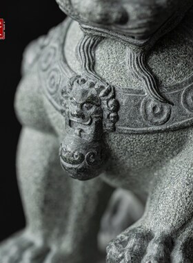 新品青石故d宫狮玄关门厅摆件手工雕刻空间桌案陈设办公桌饰品高