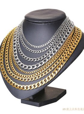 新品Men Round Cuban Lpink Chain Necklace Gold  Hiphop Boy Je