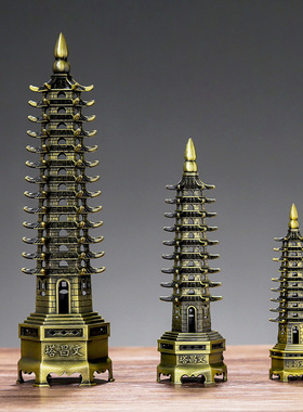新品台怀镇文化文昌塔摆件13层9层纯铜十三P层九层的书桌面装饰工