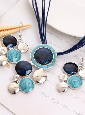 极速Fashioen New Jewelry Sets Green Rope Chain Round Beads P
