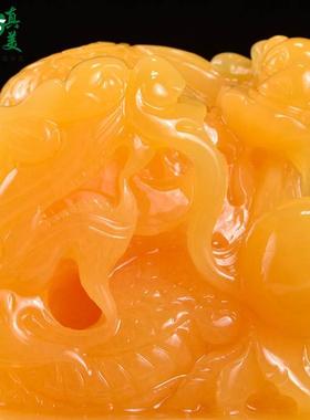 极速l纯家手工雕刻天送黄然玉龙印摆件官印玉玺印章狮Z子麒麟居礼