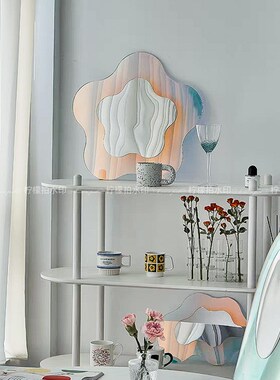 新品幻彩花c朵镜子 ins风网红家居房间装饰画拍照道具摆件打卡点