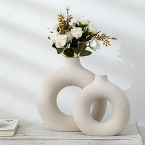 Nordic Circullar Hollow Ceramic Vase Donuts Flower Pot Home D