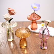 Mushroom Shaped Flower Vase Transparent Glass Vase Plant Hyd