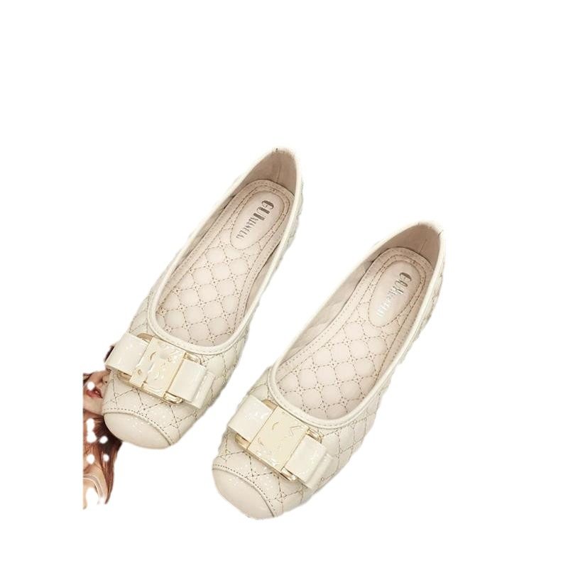 春秋2023新款豆豆女鞋漆皮单鞋休闲方头鞋子套脚平底鞋女妈妈鞋潮,淘宝优惠券,粉丝福利购,淘宝优惠卷