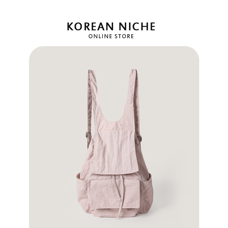 包包女2023新款小众轻便尼龙布褶皱多口袋大容量慵懒风双肩包背包,淘宝优惠券,粉丝福利购,淘宝优惠卷