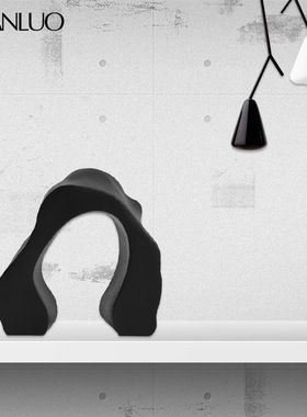 北欧风格抽象树脂摆件现代几何建筑造型酒店样板间创意软装装饰品