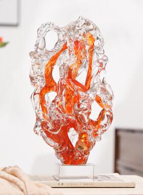 琉璃发财树摆件太湖石现代简约客厅样板间酒店博古架桌面装饰送礼