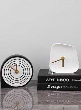现代简约创意时钟摆件桌面座钟 样板房家居客厅玄关书房 软装饰品