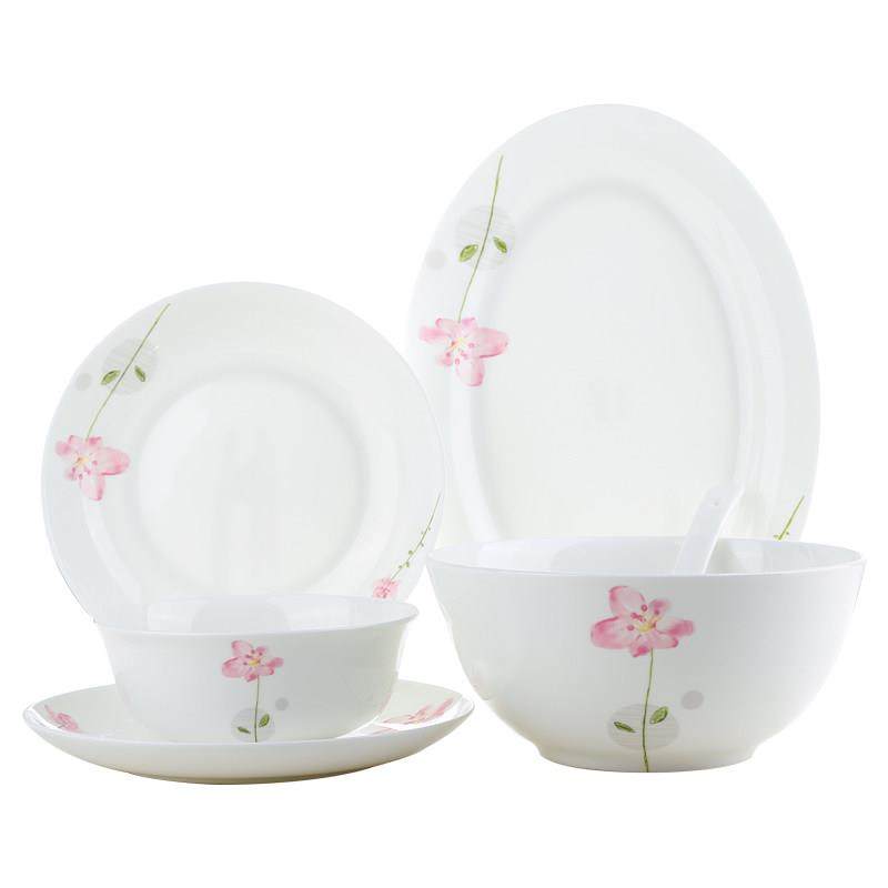 唐山骨瓷餐具碗碟套装家用碗盘组合北欧简约盘子碗陶瓷套碗盘碟,淘宝优惠券,粉丝福利购,淘宝优惠卷