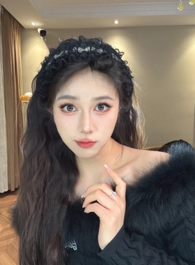 高级感发箍女黑色水钻蝴蝶结发卡