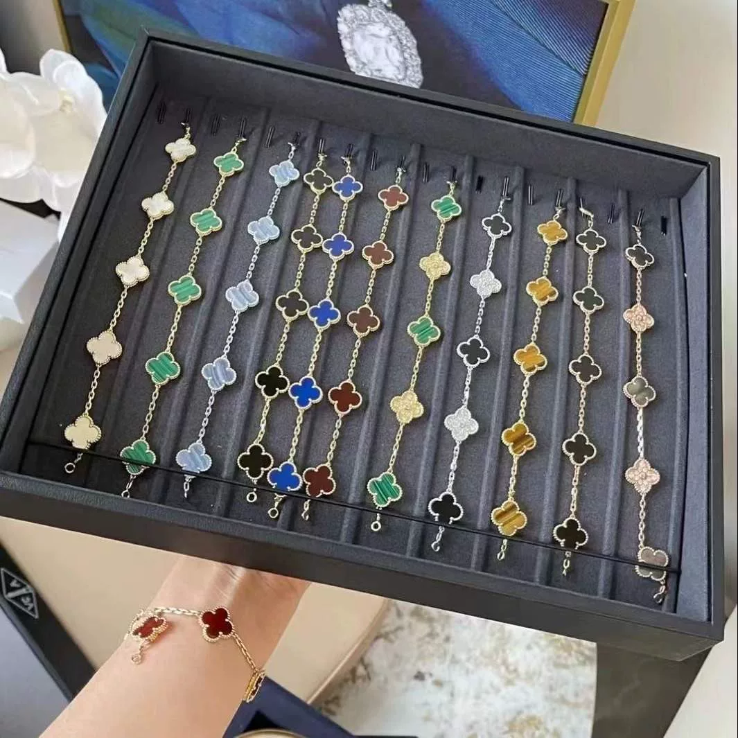 V Gold Sic -Лист травы Удачная трава Портвэр браслет Мужчины и Женщины 18K Агат Фритиш Фритиллария Издание Золотое напыление