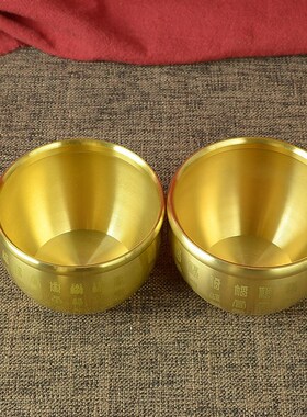 极速招财进宝百福铜缸聚s宝盆黄铜米缸客厅摆件家居中式聚财小铜