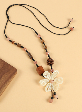 极速【小文精选青春派】木质w手工编织复古毛衣炼女民族风长短款