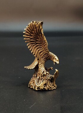 极速大展宏图摆件纯铜仿s古实心老鹰小摆件大鹏展翅微雕铜器黄铜