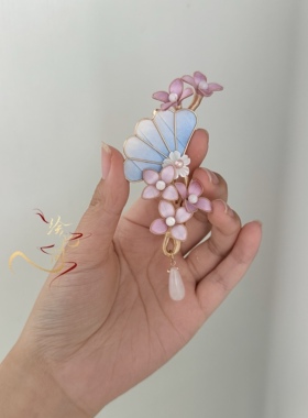 绘此间【扇语】非遗绒花掐丝胸针日常百搭少女风配饰生日礼物