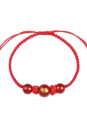 新款2024龙年十二生肖红绳手链男女款本命年编织红手绳龙马鸡鼠兔