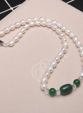 宫廷天然淡水纯珍珠项链女送妈妈婆婆玛瑙款锁骨链母亲节珠宝礼物