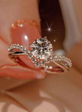 婚礼现场结婚戒指一对仿真莫桑婚戒订婚钻石女假对戒订婚求婚情侣