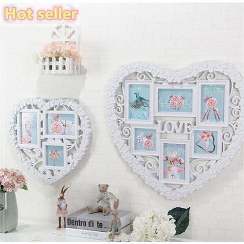 新品Heart-shaped pnaid photo frame hanging on the wall multi - 图1