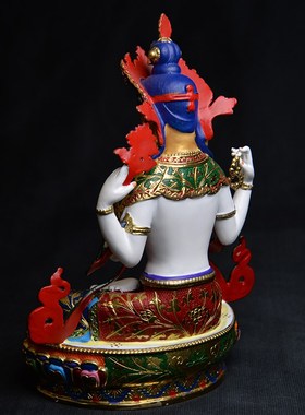 速发藏式四臂观音佛像佛像纯铜彩绘藏传佛台吉神供奉摆件观音祥像