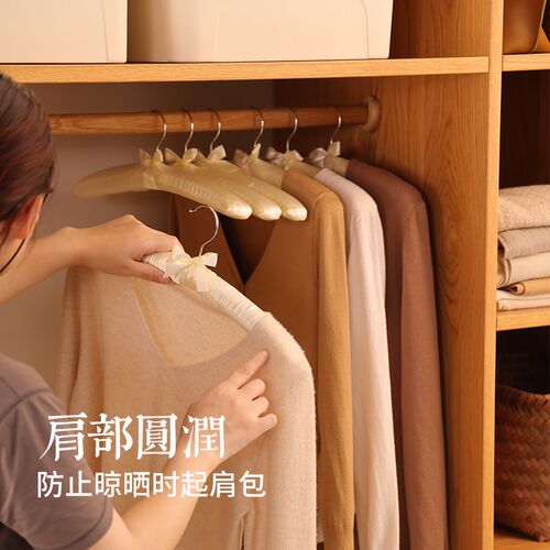 新品布艺海绵衣架家用挂衣真丝衣撑E包布防肩角变形毛衣女士无痕 - 图3