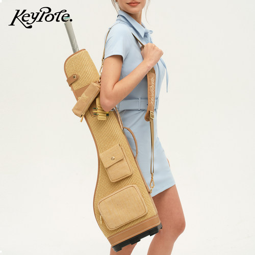 KeypoteGolf新款高尔夫枪包男女便携时髦撞色编织球杆包练习球包 - 图0