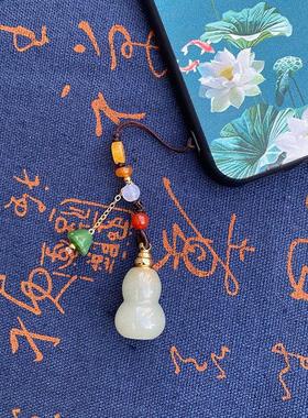 玉石空心小葫芦吊坠可打开装朱砂速效救保心药丸手机链钥匙扣挂件