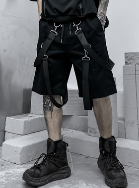 极速Men summer ribbons hip hop cargo shorts casuSal setwear