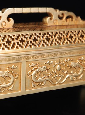 速发奉品双龙戏珠卧香内纯铜仿古香炉家用室炉供精祭祀宣德炉古典