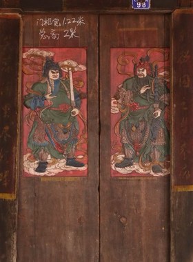 古家具老物件民俗怀旧装饰摆件农家院门神大门旧木门彩绘门神大门