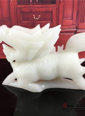 速发玄石麒麟摆件一对家酒客厅玉关办公室书柜居柜工艺品礼品摆设